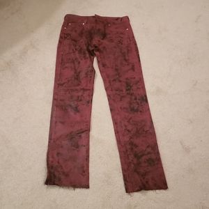 Five pocket, power stretch, semi gloss coated jean